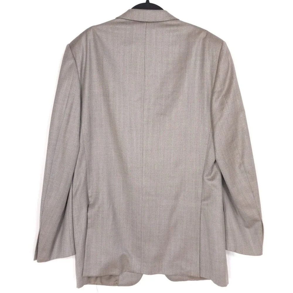 ERMENEGILDO ZEGNA Trofeo Silk Herringbone Blazer Beige Men‎ 42L SWITZERLAND